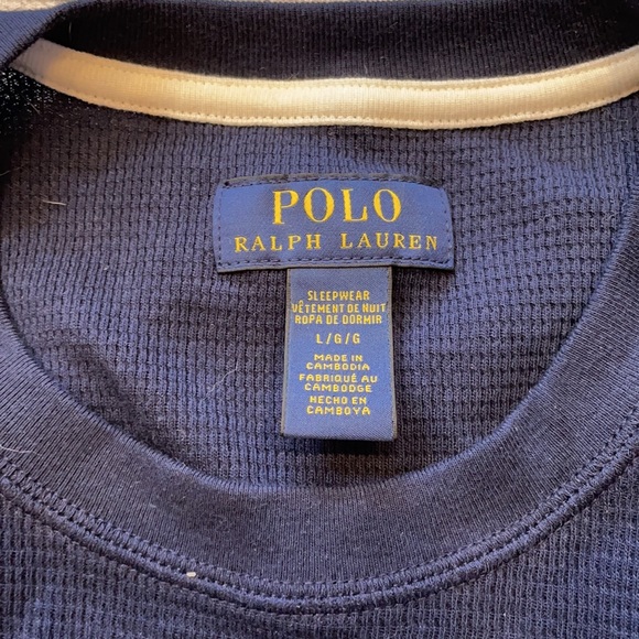 NWT Polo Ralph Lauren Navy Long Sleeve Waffle Top - Picture 3 of 5